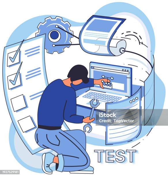 Application Testing Metaphor Vector Software Testing Debugging Process ...