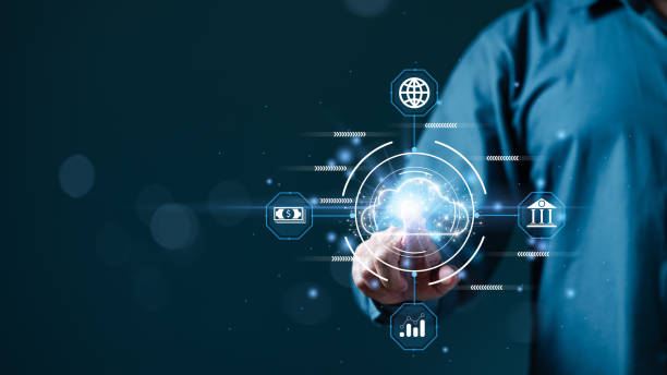 istock Future of global computing, cloud technology fosters seamless sharing of information, with secure databases and firewalls ensuring efficient networking and server management for marketing worldwide 1927571994