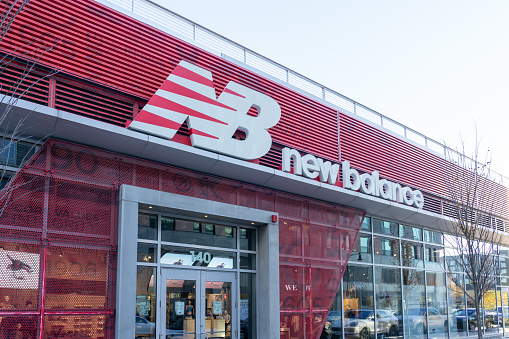 The New Balance (NB) flag store at New Balance’s headquarters in Boston, MA, USA, on November 11, 2023. New Balance Athletics, Inc. is an American sports footwear and apparel manufacturer.