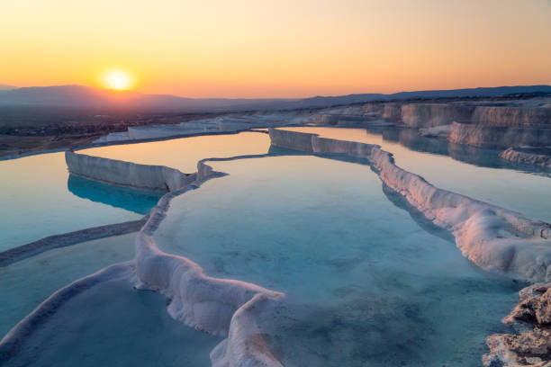 Pamukkale travertine pools in Turkey, Hierapolis.