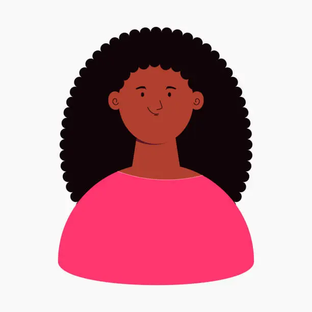 Vector illustration of Beautiful black woman with afro hair, isolated