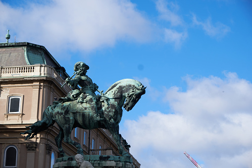 Principe Savoia Eugenio's equestrian statue in Budapest, Hungary: A regal tribute capturing the noble spirit and historical legacy of the prince on horseback.