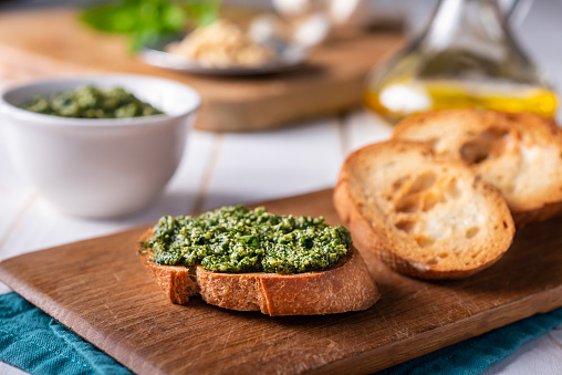 Homemade Pesto With Basil, Pine Nuts, Olive Oil and Garlic
