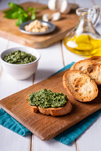 Homemade Pesto With Basil, Pine Nuts, Olive Oil and Garlic