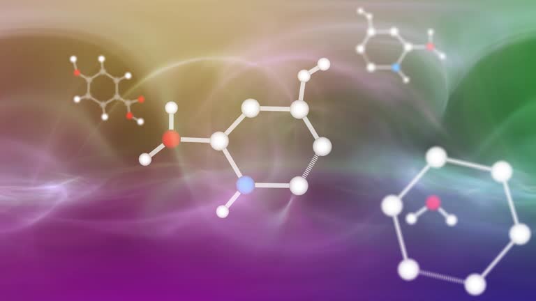 Modern colorful science chemical bonds structure movement education background animation.