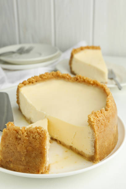 istock Tasty vegan tofu cheesecake on white table 1927713928