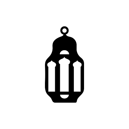 Islamic Lanterns Illustration Design, Islamic Silhouette Decoration Template Vector. Ornament Islamic Ramadan Lantern Symbol. Flat arabic icon black