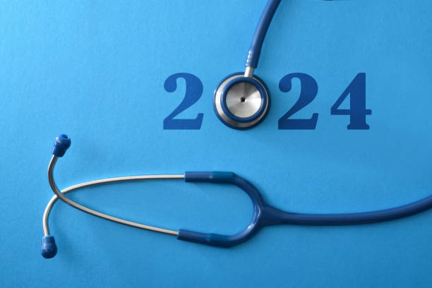 istock Health concept with stethoscope and 2024 message on blue background 1927734627