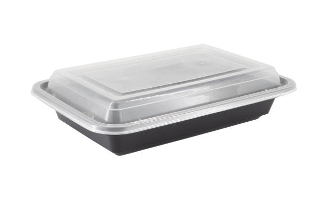 istock Black Plastic food container with cover isolated on white background 1927747193