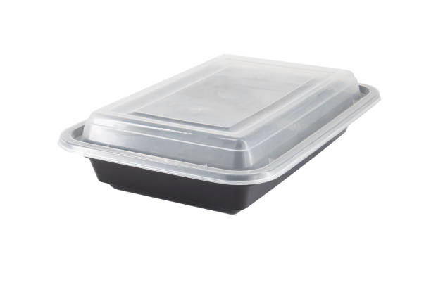 istock Black Plastic food container with cover isolated on white background 1927747194