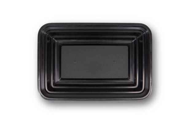 istock Black Plastic food container with cover isolated on white background 1927748244