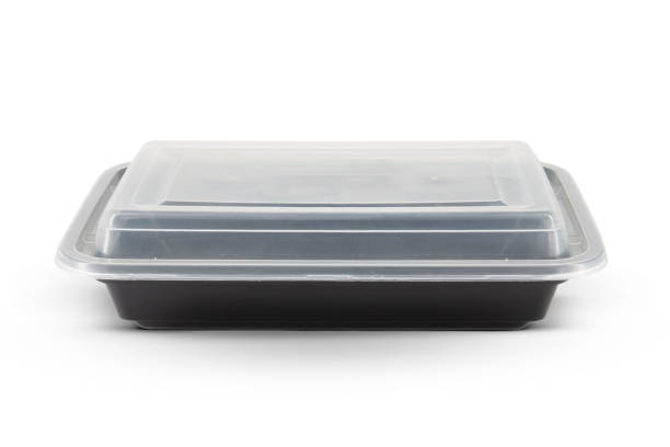 istock Black Plastic food container with cover isolated on white background 1927748246