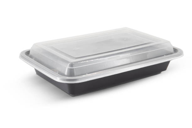 istock Black Plastic food container with cover isolated on white background 1927748253