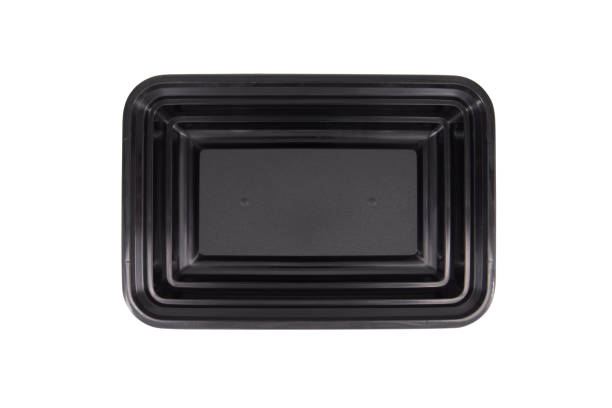 istock Black Plastic food container with cover isolated on white background 1927748781