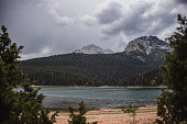 Mountains lake and sky, beautiful view on a sunny day