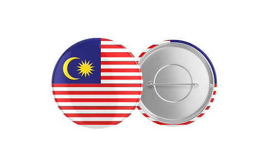 3d Render Malaysian Flag Badge Pin Mocap, Front Back Clipping Path, It can be used for concepts such as Policy, Presentation, Election.