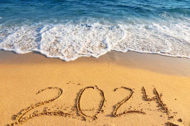 istock 2024 inscription on sandy beach 1927757224