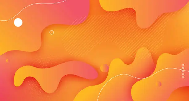 Vector illustration of Abstract orange and red gradient wave overlap papercut background with geometric shape element and blank space design