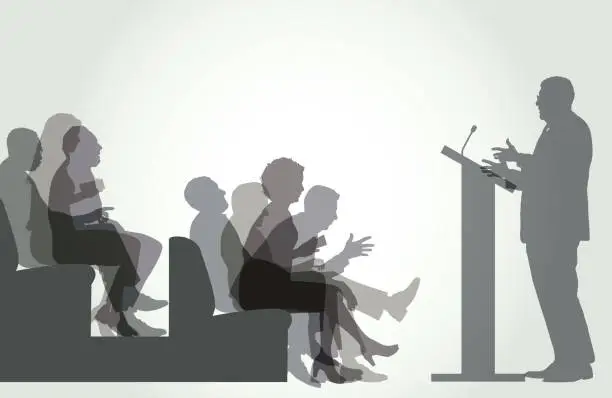 Vector illustration of Politicians Debating - Black and White