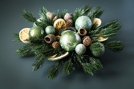 Set of Christmas wreaths isolated on white
