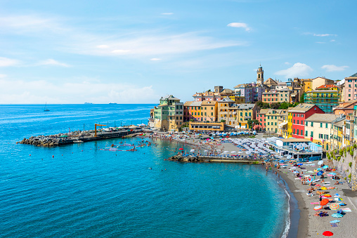 Colorful architecture of Bogliasco, view from above, Italy