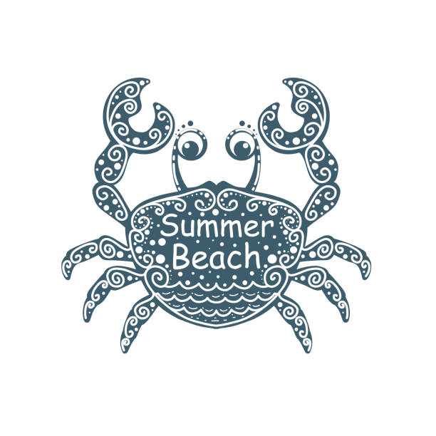 Sea crab illustration. Sea crab illustration on white background, holiday concept plage stock illustrations