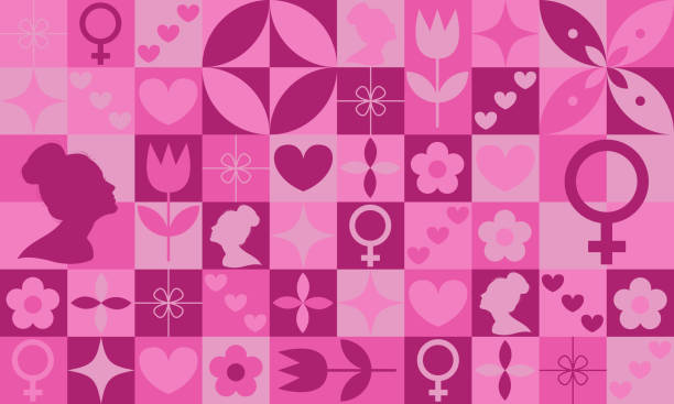 ilustrações de stock, clip art, desenhos animados e ícones de womens day neo geometric greeting card. 8 march modern abstract background. vector illustration - dia internacional da mulher