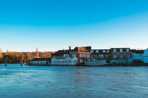 River Thames in Winter Flood at Marlow, Buckinghamshire, England