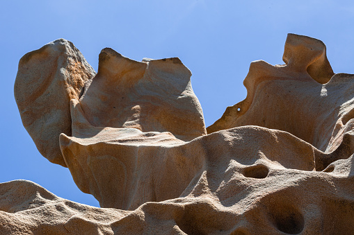 Detail of a large rock on the coast that runs along the cliffs of Jaizkibel