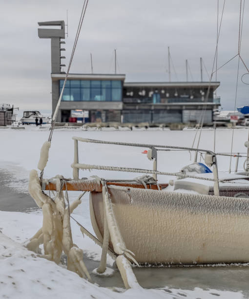 istock Spectacular ice formations on a boat cold and windy day. A natural phenomenon 1927913951