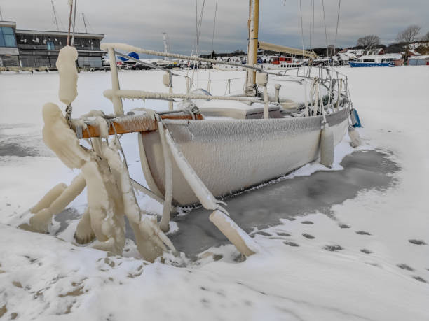 istock Spectacular ice formations on a boat cold and windy day. A natural phenomenon 1927913952