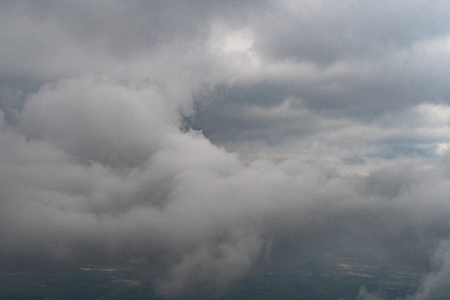 Aerial view of clouds outside my airplane window