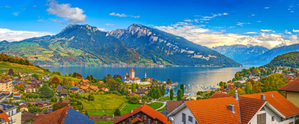 istock Spiez, Switerland Panorama on Lake Thun 1927925985