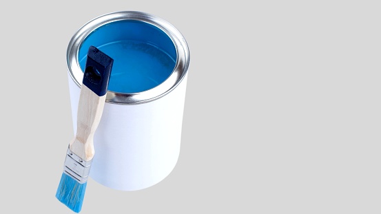 Metal gallon paint can mockup with blank front isolated with clipping path, mock up concept for design