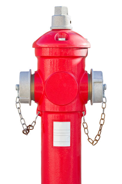 istock Metal red paint fire hydrant in a urban area - concept isolated on white for easy selection 1927948292
