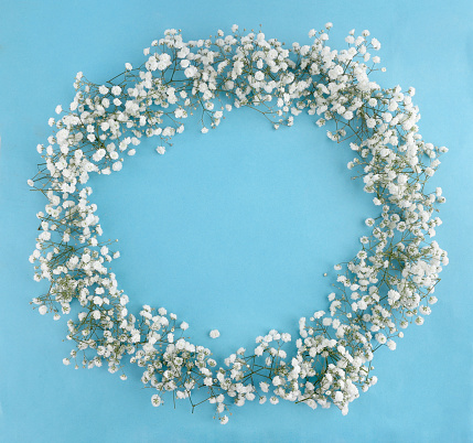 Wreath of Gypsophila, commonly known as 'Baby's breath'.