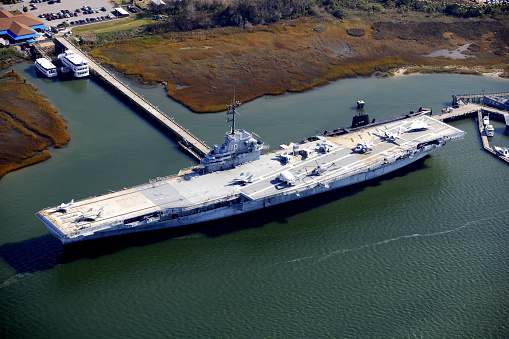 Aerial view of Aircraft Carrier USS Yorktown at Patriots Point Charleston SC Photograph taken 2007