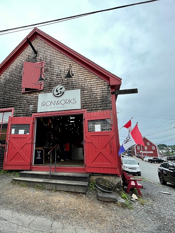 Lunenburg, NS, CAN, 8.15.23 - The front of the Ironworks Distillery building.