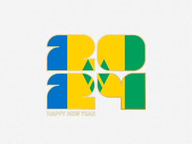 Vector illustration of Abstract numbers 2024 with flag of Saint Vincent and the Grenadines.