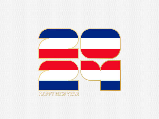 istock Abstract numbers 2024 with flag of Costa Rica. 1928089729