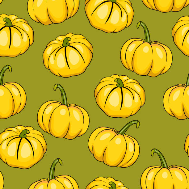 seamless pattern with halloween pumpkins on color background. scary and funny faces. cute pumpkin or ghost. vector autumn holidays illustration - halloween pumpkin human face laughing stock illustrations