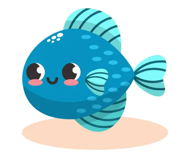 Vector illustration of Cute blue fish