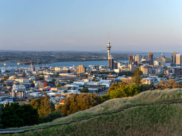 central auckland view from mount eden - newmarket new zealand - stock snímky, obrázky a fotky