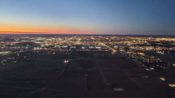 lubbock, texas, vue aérienne, lever du soleil - lubbock photos et images de collection