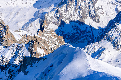 Winter landscape with snowcapped mountains in the ski-resort Gargellen