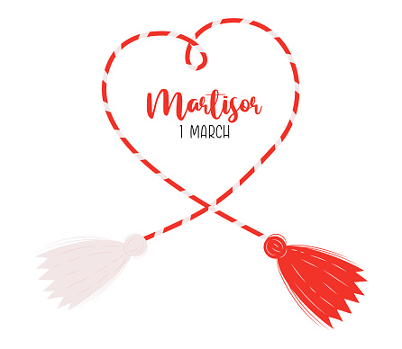 Martisor talisman, traditional Red and white accessory for spring holiday. Martenitsa. Baba Marta Day. vector