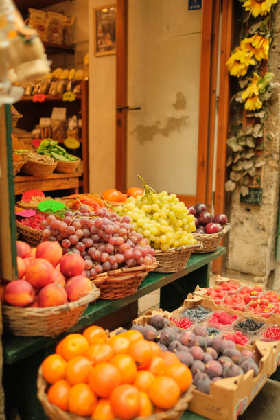 istock Variety of fresh fruit in market stall 1928370023