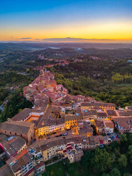 San Miniato Tuscan town from drone