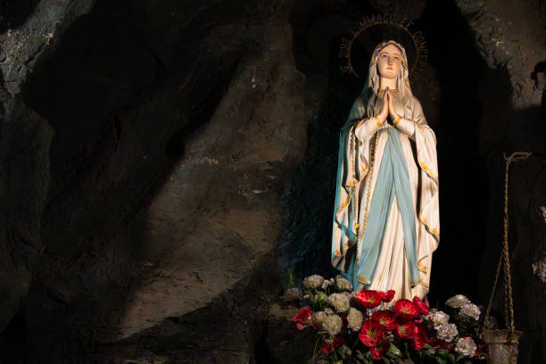 istock virgin Mary statue inside a church 1928408764