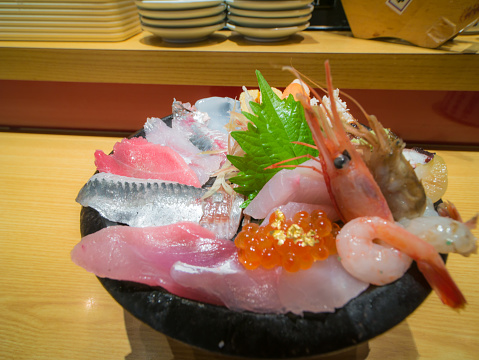 Tuna Sashimi on Plate.